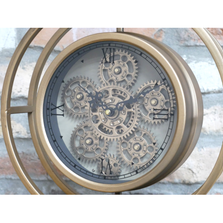 Horloge à poser dorée à engrenages...