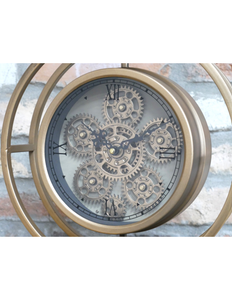 Horloge à poser dorée à engrenages mobiles – 45 cm