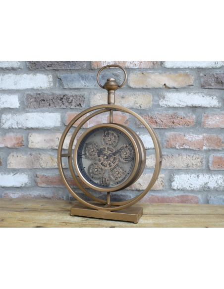Horloge à poser dorée à engrenages mobiles – 45 cm
