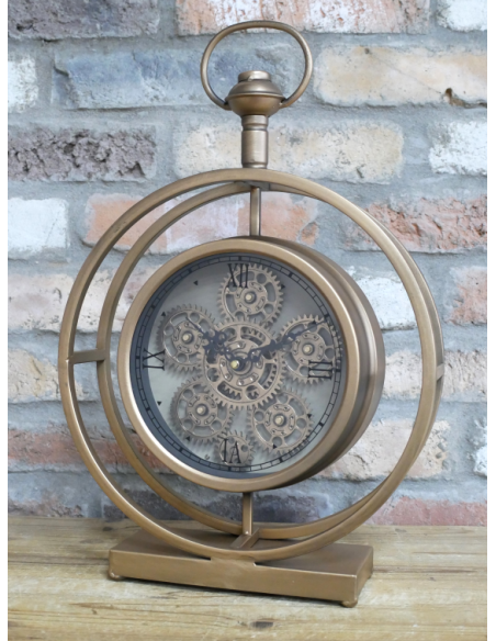 Horloge à poser dorée à engrenages mobiles – 45 cm