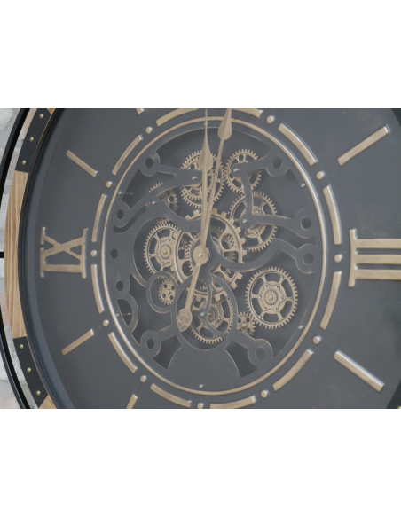 Horloge murale industrielle géante à engrenages mobiles – 88 cm