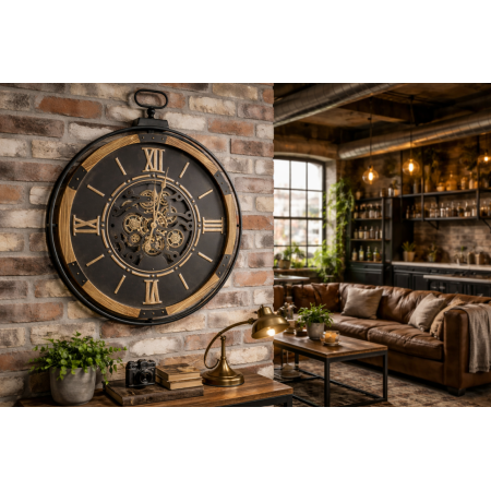 Horloge murale industrielle géante à...