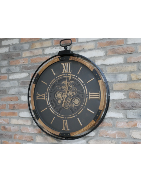 Horloge murale industrielle géante à engrenages mobiles – 88 cm