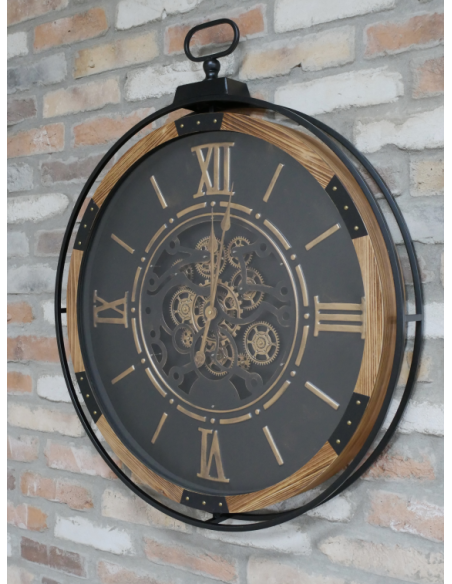 Horloge murale industrielle géante à engrenages mobiles – 88 cm