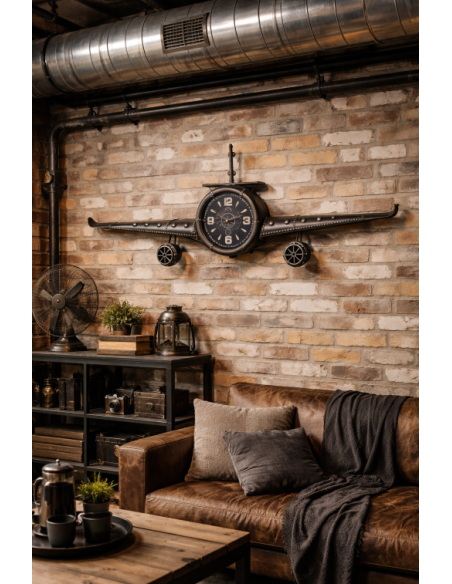 Grande horloge murale avion vintage – 145 cm