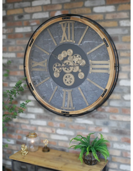 Horloge murale monumentale à engrenages mobiles – 112 cm