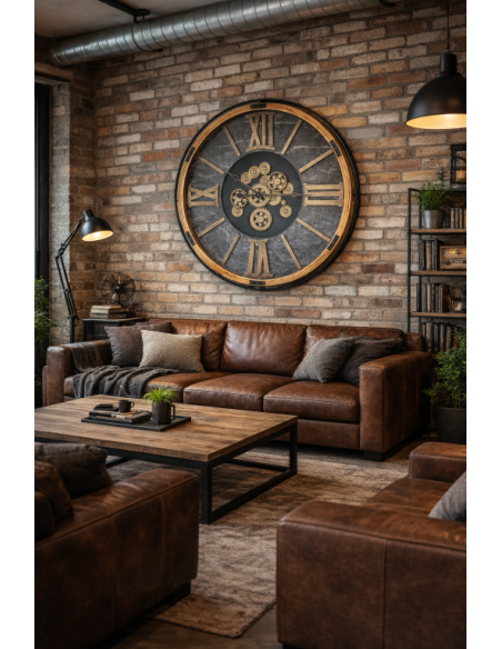 Horloge murale monumentale à engrenages mobiles – 112 cm