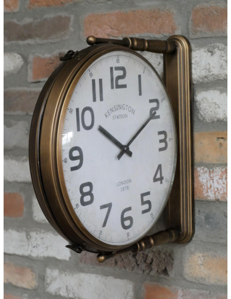 Horloge murale double face Kensington – Esprit gare ancienne – 38 cm