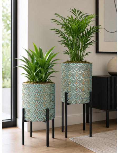 Ensemble de 2 jardinières sur pieds style marocain – 64 cm