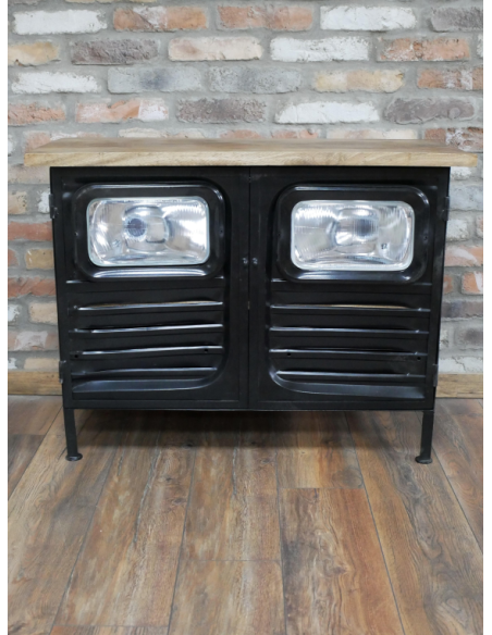 Meuble industriel style camion en bois et métal – 93 cm