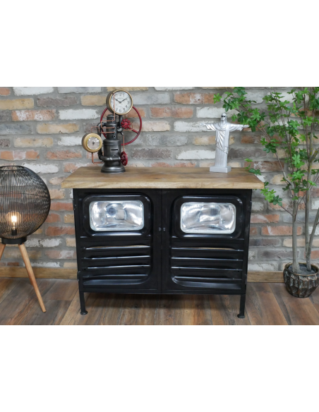 Meuble industriel style camion en bois et métal – 93 cm