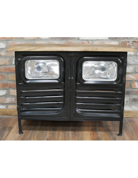 Meuble industriel style camion en bois et métal – 93 cm