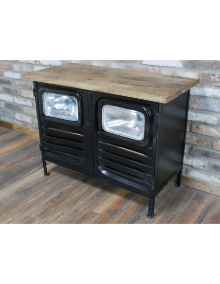 Meuble industriel style camion en bois et métal – 93 cm
