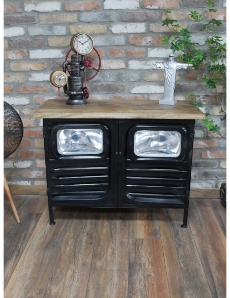 Meuble industriel style camion en bois et métal – 93 cm