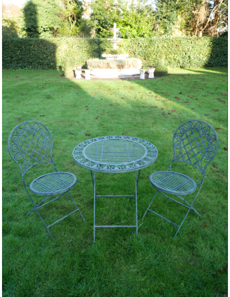 Ensemble table et 2 chaises de jardin esprit romantique – 70 cm