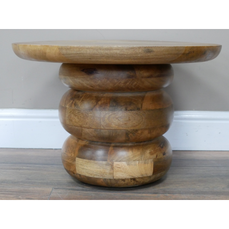 Table d'appoint ronde en manguier au...