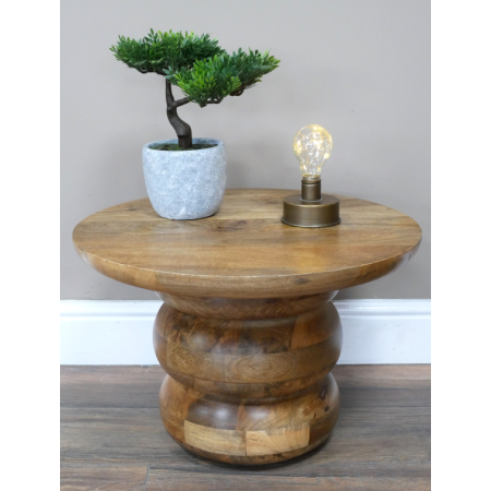 Table d'appoint ronde en manguier au...