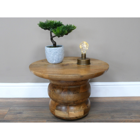 Table d'appoint ronde en manguier au...