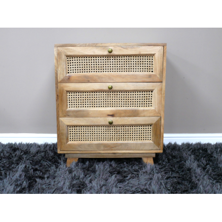 Petite commode en bois et rotin 3...