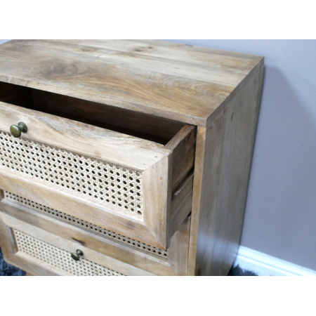 Petite commode en bois et rotin 3...