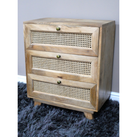 Petite commode en bois et rotin 3...