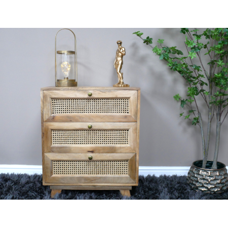Petite commode en bois et rotin 3...