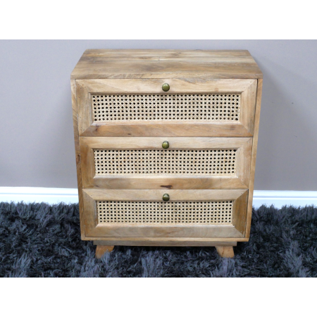 Petite commode en bois et rotin 3...