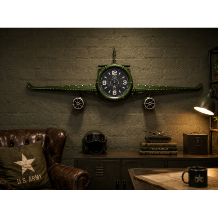 Grande horloge murale avion vintage...