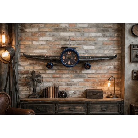 Grande horloge murale avion vintage...
