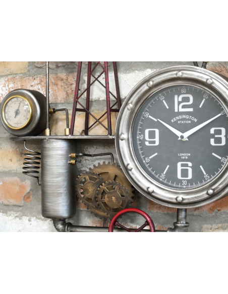 Horloge murale industrielle pompe à pétrole en métal – 55 cm