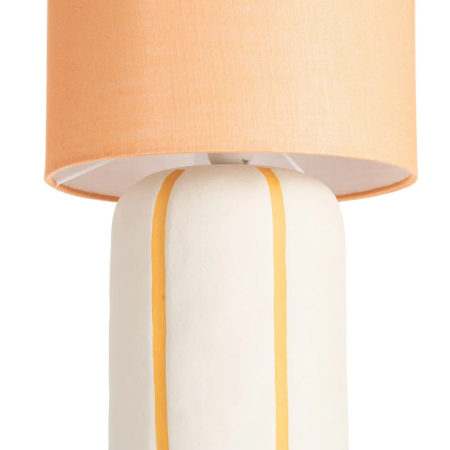 Lampadaire en céramique blanc et doré...