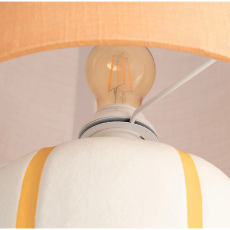 Lampadaire en céramique blanc et doré...