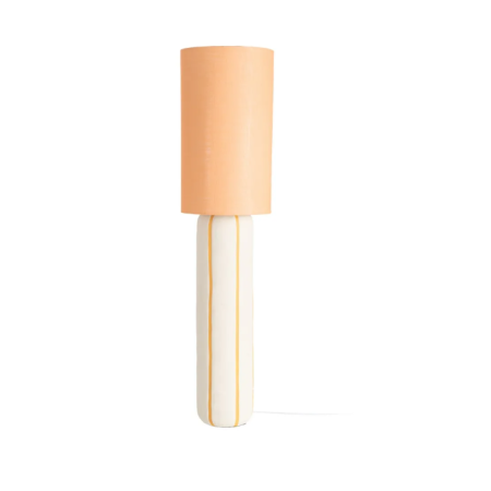 Lampadaire en céramique blanc et doré...