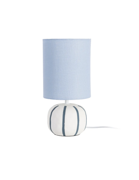 Lampe à poser en céramique blanche et bleue – 43 cm