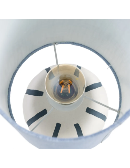 Lampe à poser en céramique blanche et bleue – 43 cm