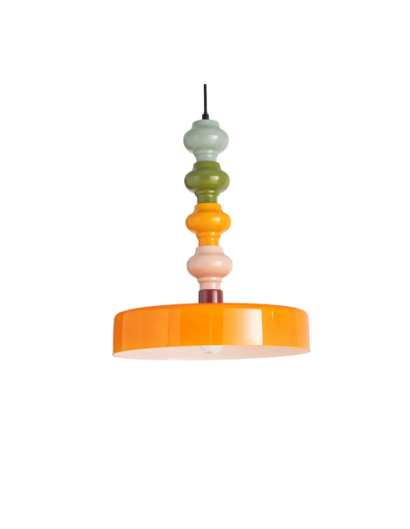 Suspension rétro multicolore en verre orange – 42,5 cm