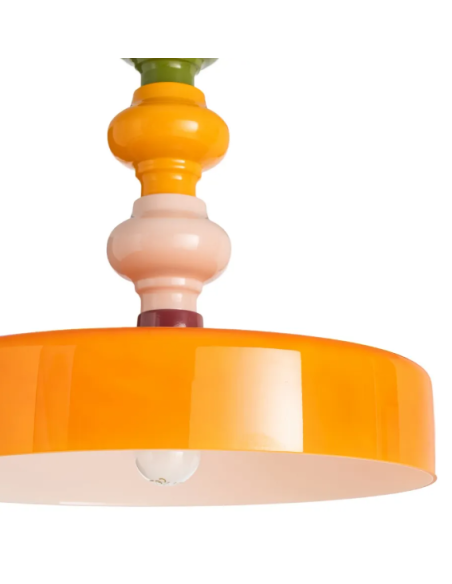 Suspension rétro multicolore en verre orange – 42,5 cm