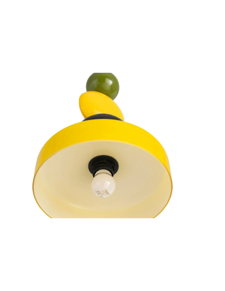 Suspension rétro multicolore jaune et métal – 36,5 cm