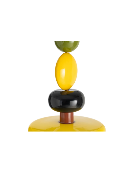 Suspension rétro multicolore jaune et métal – 36,5 cm