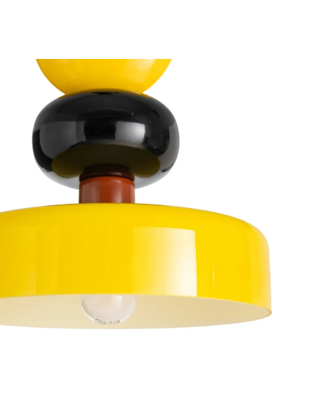 Suspension rétro multicolore jaune et métal – 36,5 cm