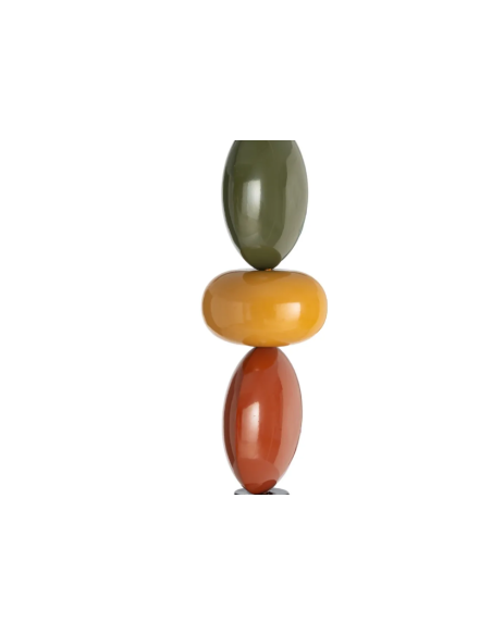 Suspension rétro multicolore en verre et métal – Blanc, vert et terracotta – 40 cm