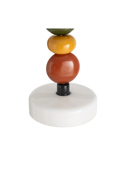 Suspension rétro multicolore en verre et métal – Blanc, vert et terracotta – 40 cm