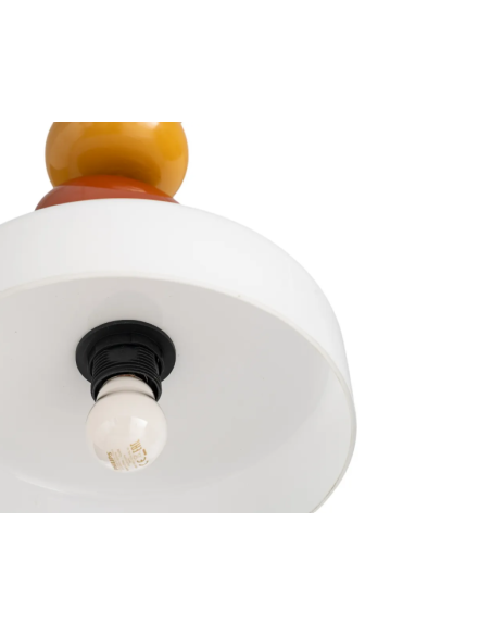 Suspension rétro multicolore en verre et métal – Blanc, vert et terracotta – 40 cm