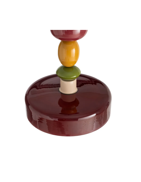 Suspension rétro multicolore bordeaux en verre et métal – 38,5 cm