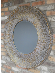 Miroir rond marocain doré à... 2