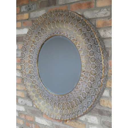 Miroir rond marocain doré à motifs...
