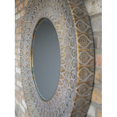 Miroir rond marocain doré à motifs...