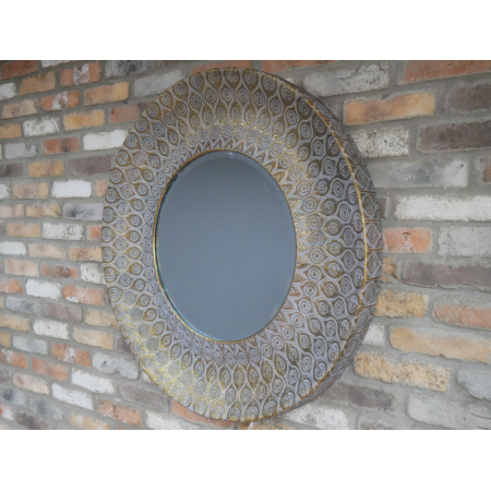 Miroir rond marocain doré à motifs...