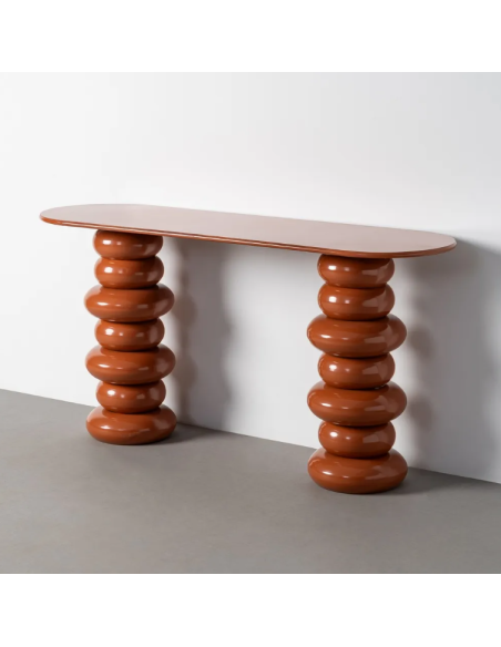 Console design sculpturale terracotta en métal – 150 cm