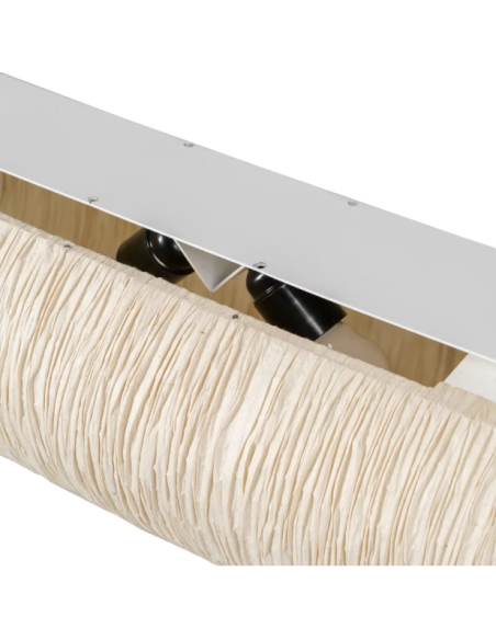Suspension cylindrique en papier beige et métal – 60 cm